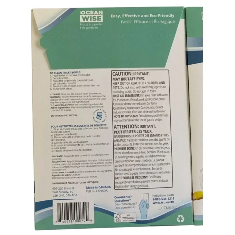 Tru Earth Toilet Bowl Cleaner 24 Eco-Strips Ultra Concentrated (2 Packs of 12)